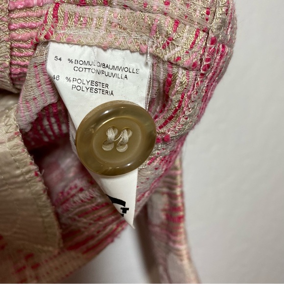 Habella Women’s L Vintage Pink Floral Metallic Blazer Jacket V Neck Y2K - Picture 7 of 9